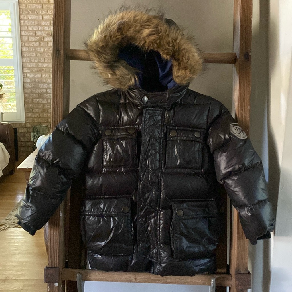 Diesel Black Puffer Jacket Faux Fur Hood 5 T Italy Luxury